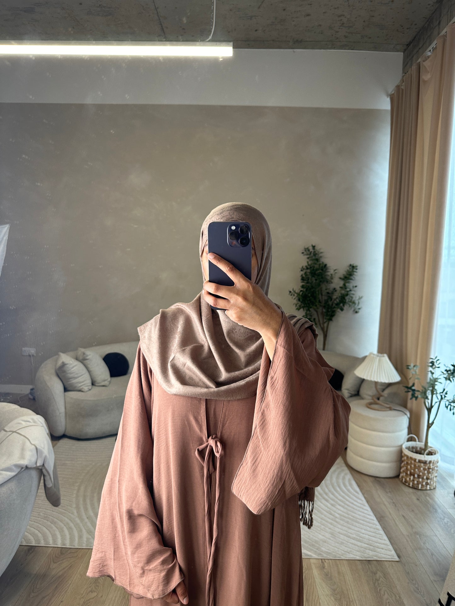 Rose Pink Cottage Bow Abaya