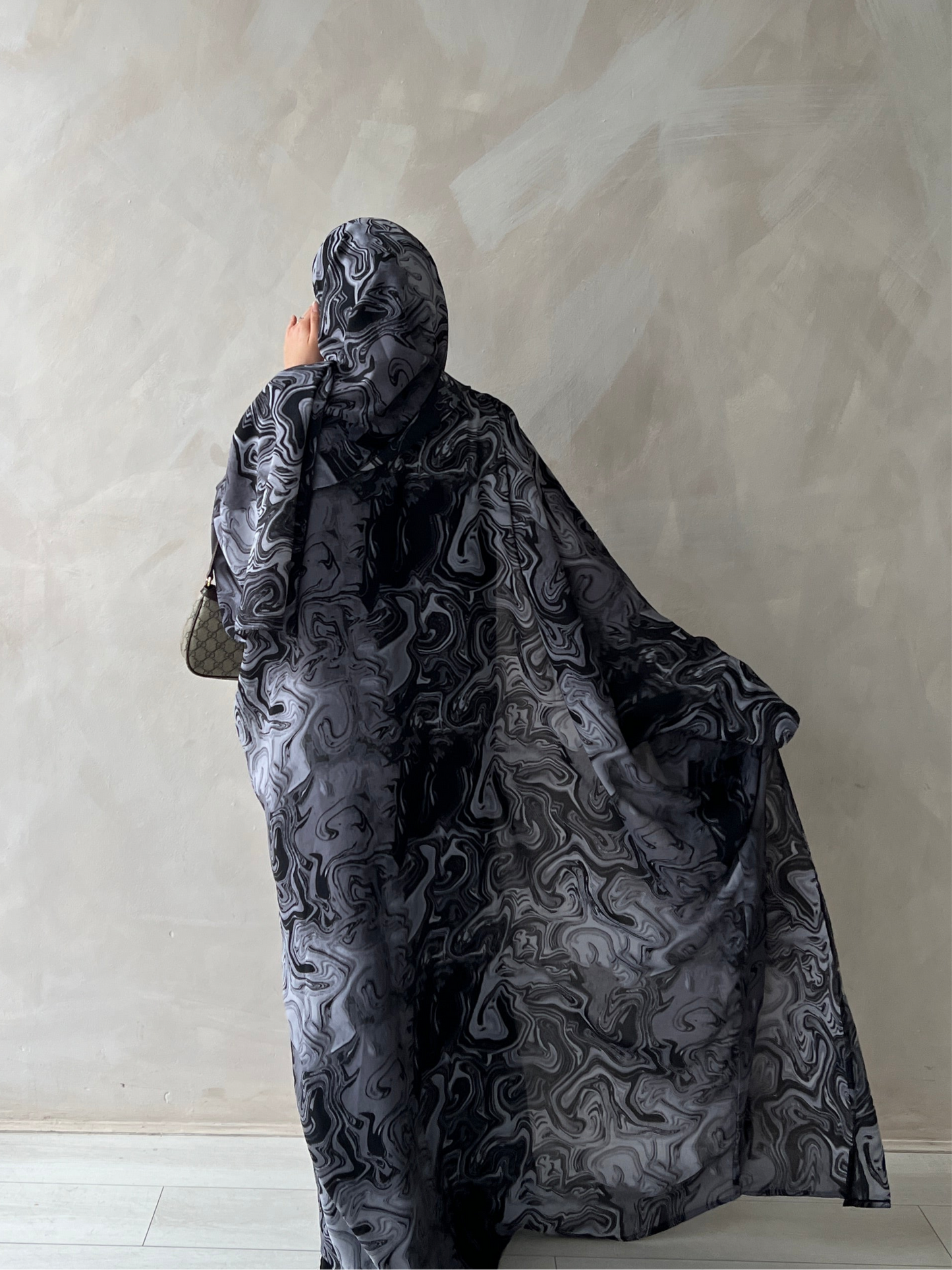 Fog Blue Marble Zaynab Abaya