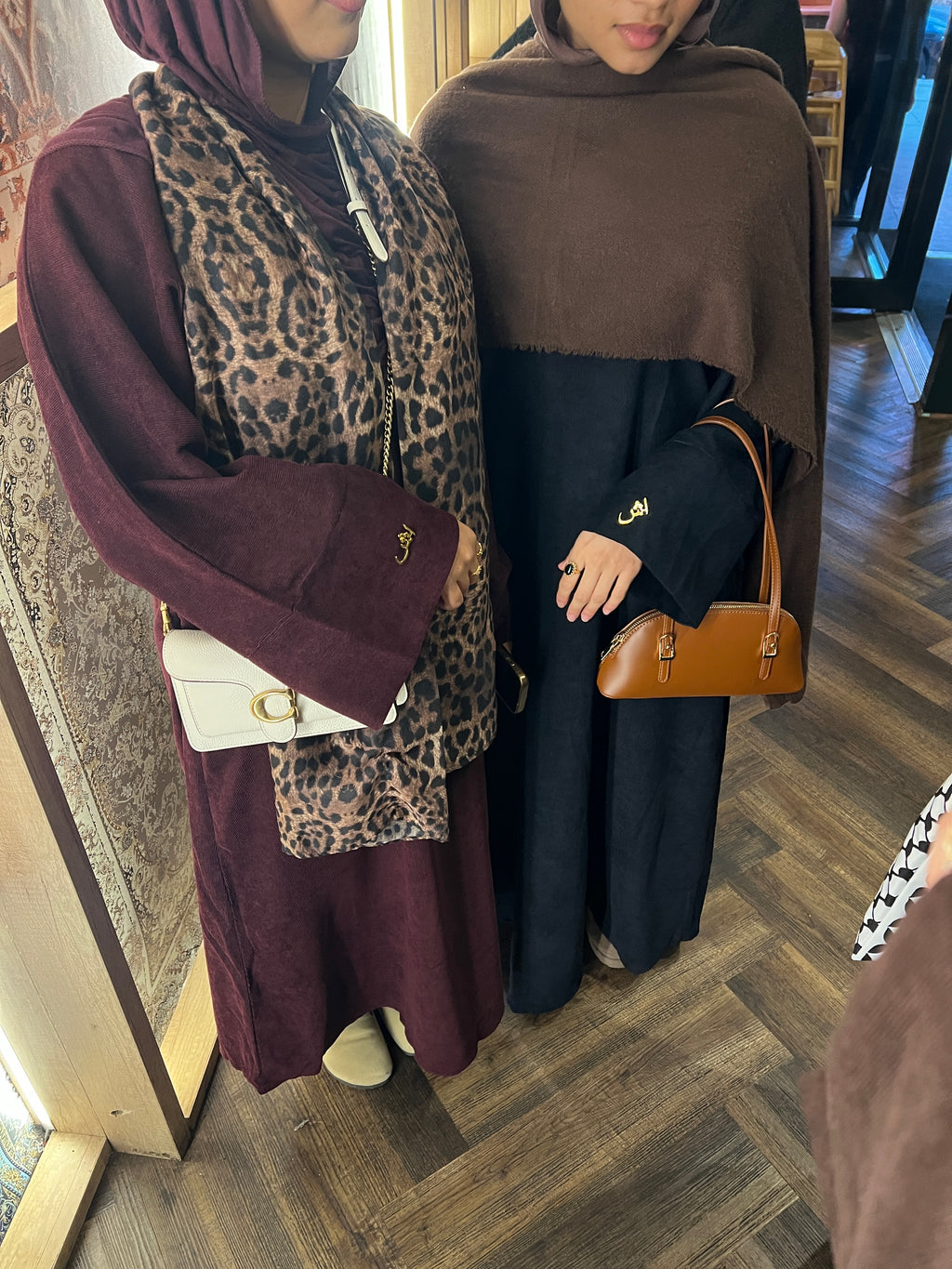 Zaytoon Corduroy Abaya with Gold Logo pin