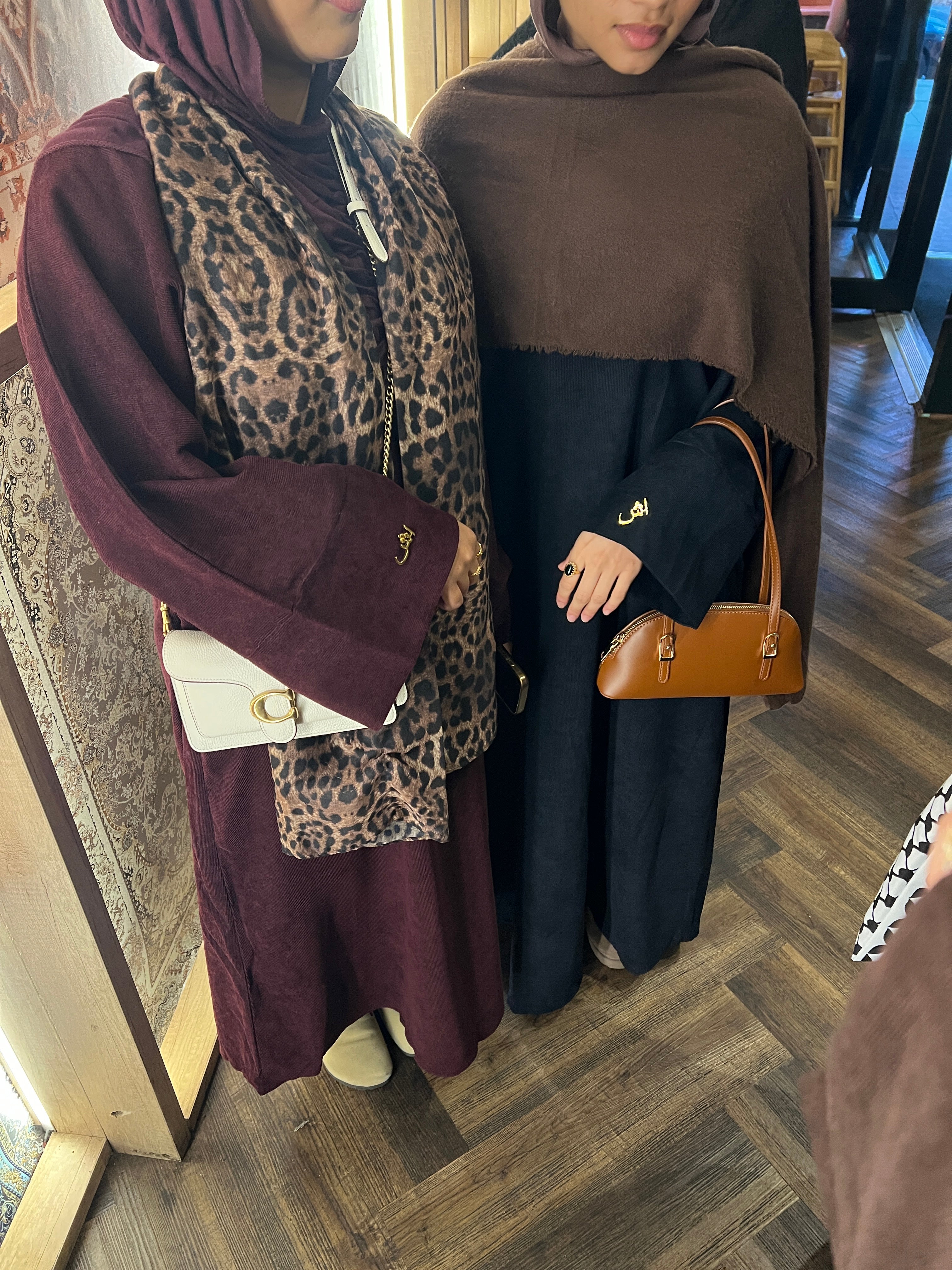 Zaytoon Corduroy Abaya with Gold Logo pin