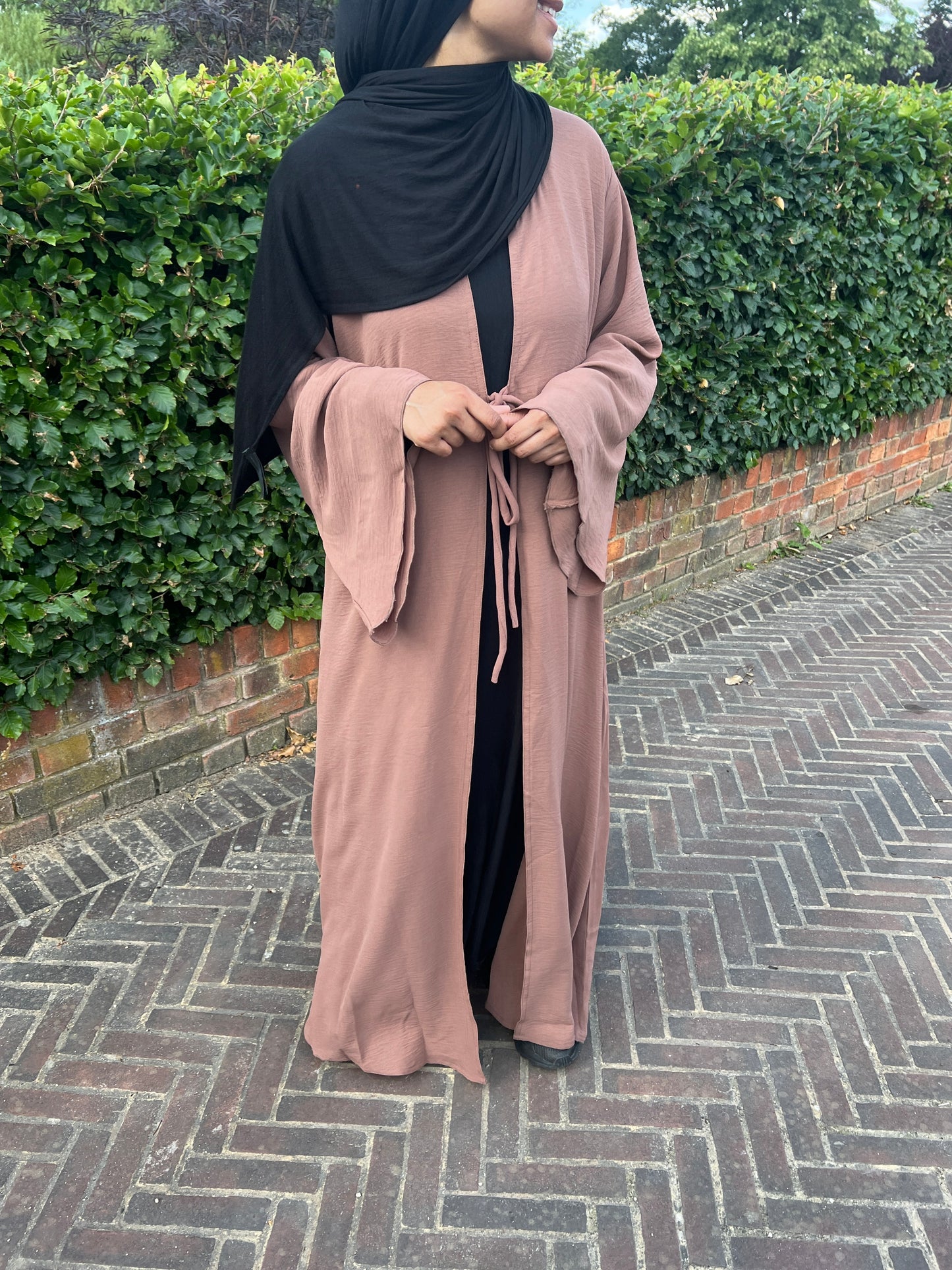 Rose Pink Cottage Bow Abaya