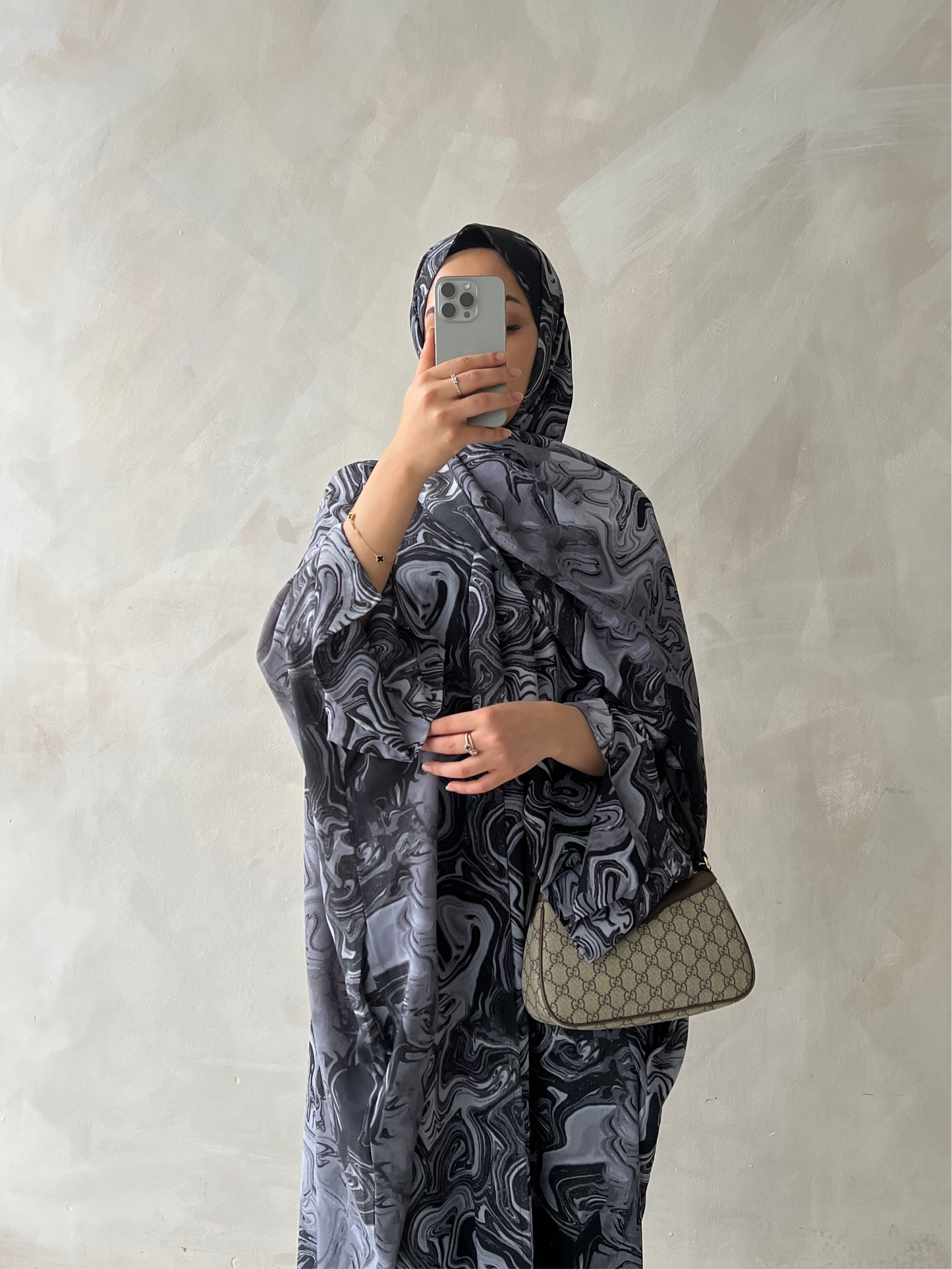 Fog Blue Marble Zaynab Abaya