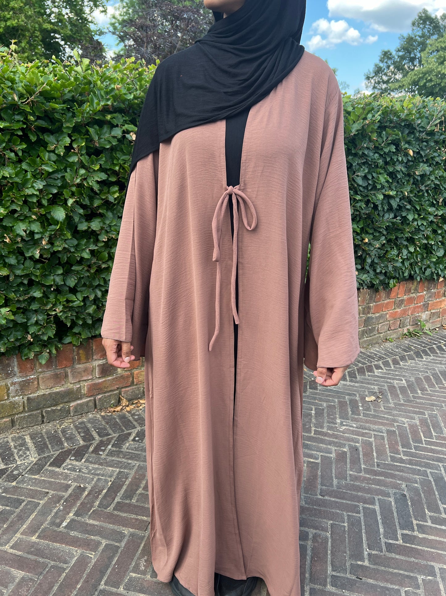 Rose Pink Cottage Bow Abaya