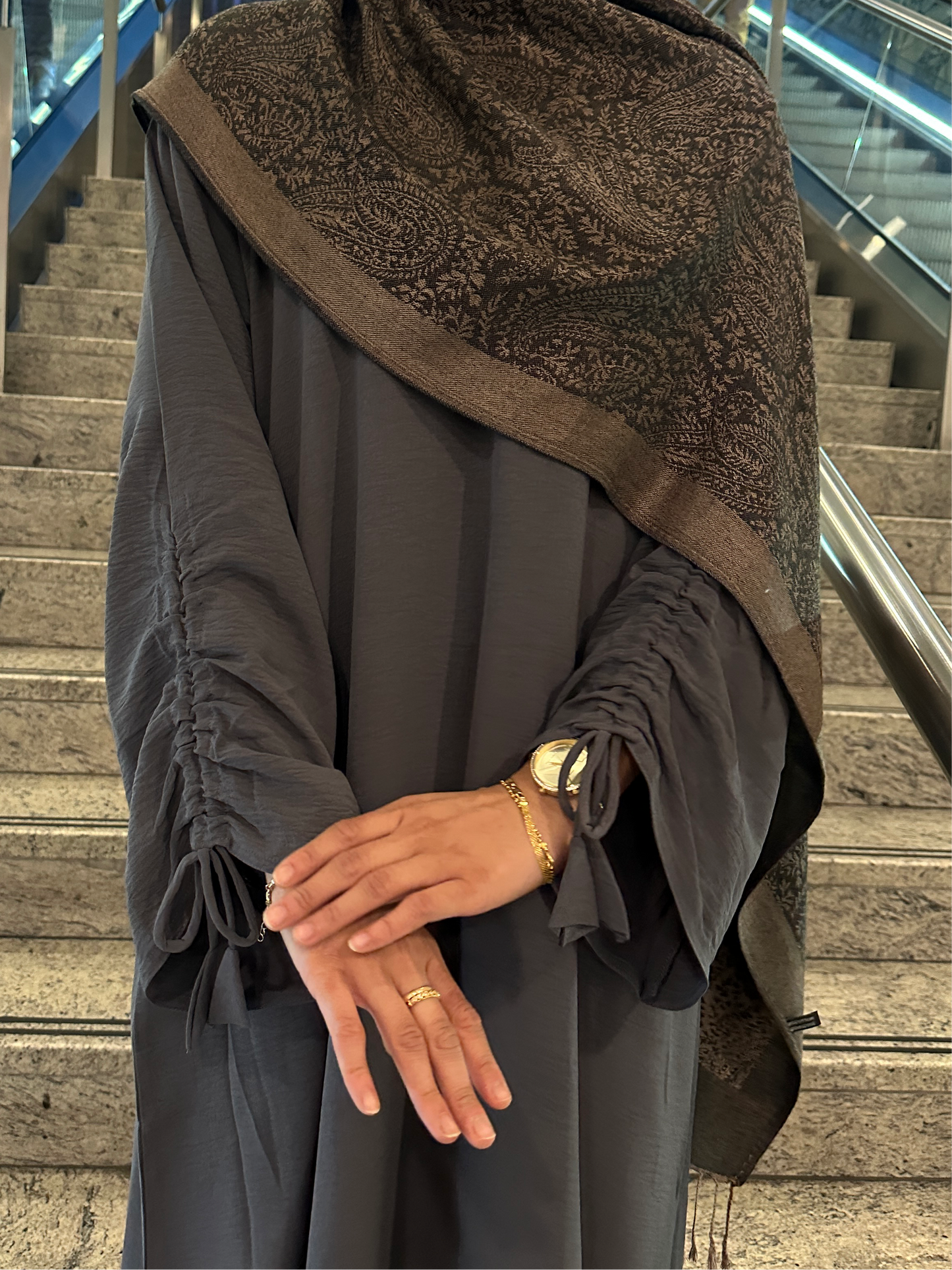 GREY Salma Drawstring Abaya