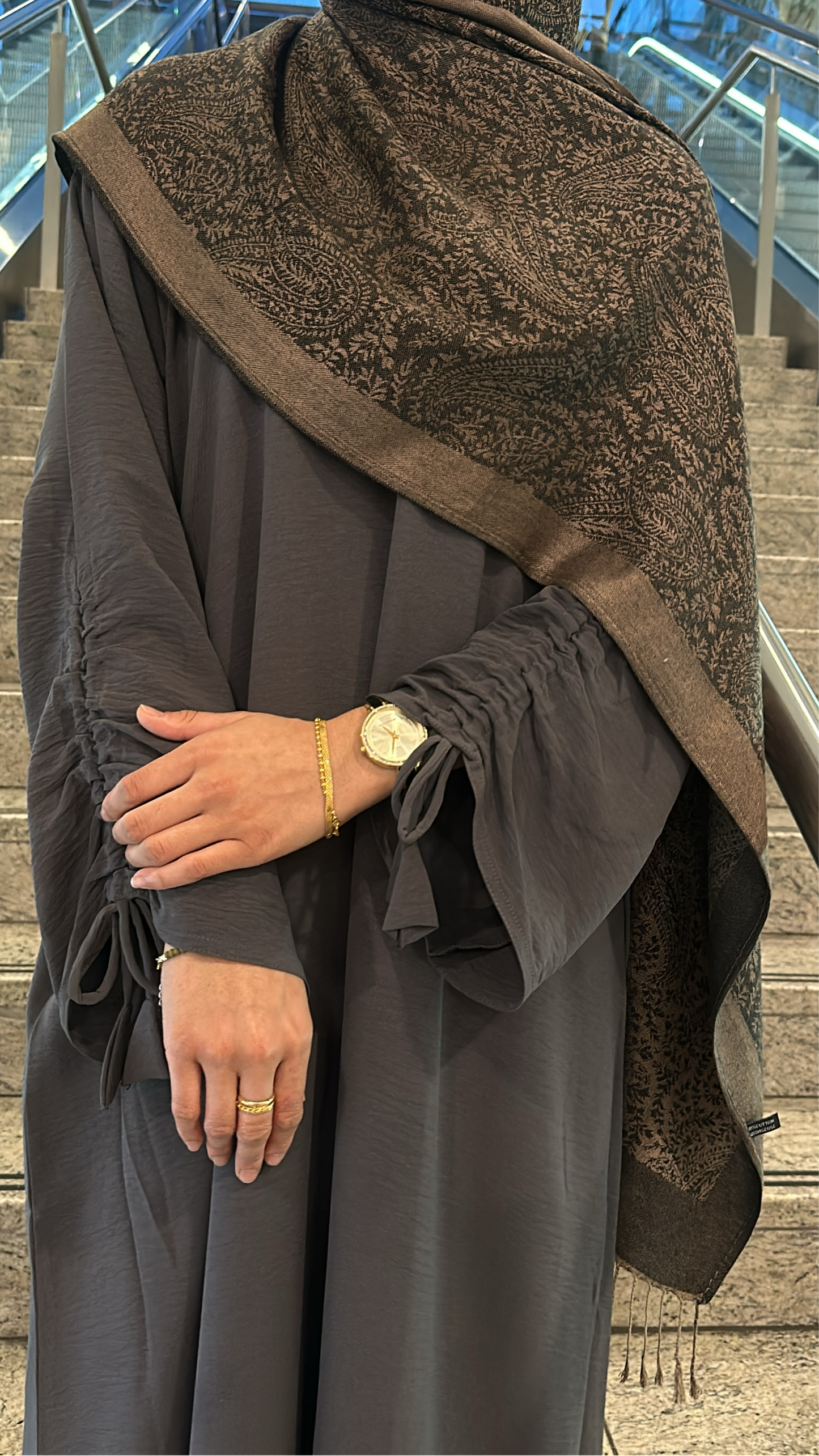 GREY Salma Drawstring Abaya