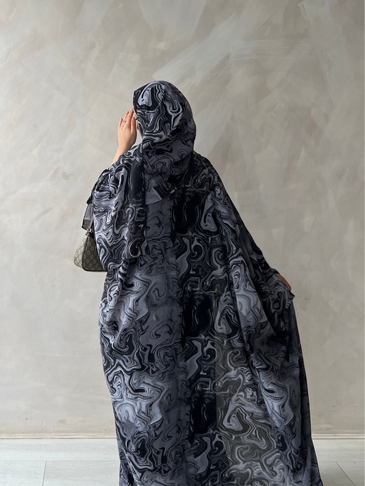 Fog Blue Marble Zaynab Abaya